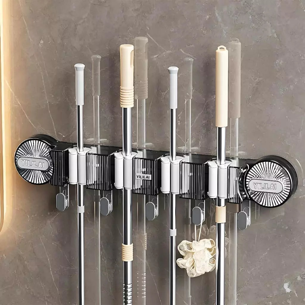 Suporte Porta Vassoura com Ventosa a Vácuo | Organizador de Parede sem Furar – Lumia