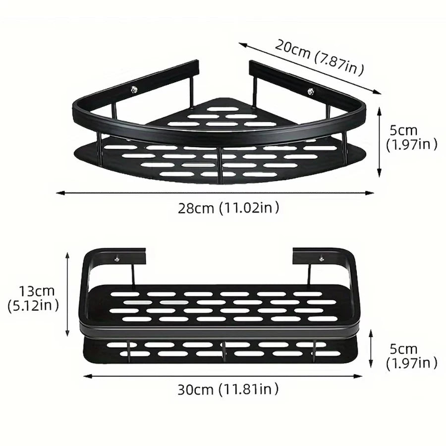 Kit Prateleira Porta Shampoo com Adesivo | Suporte de Canto e Reto para Banheiro – Lumia