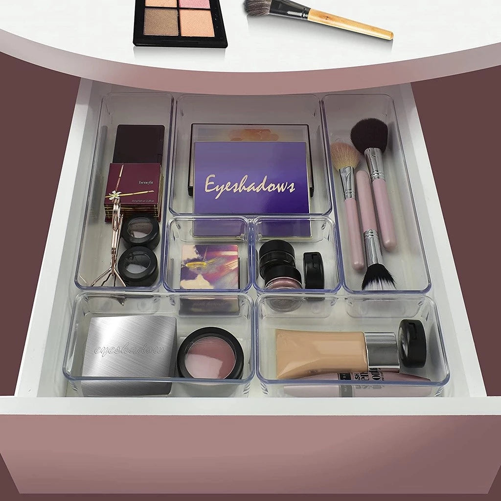 Kit Organizadores de Gaveta em Acrílico Modular | 7 ou 14 Peças Multiuso – Lumia