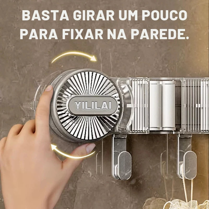 Suporte Porta Vassoura com Ventosa a Vácuo | Organizador de Parede sem Furar – Lumia