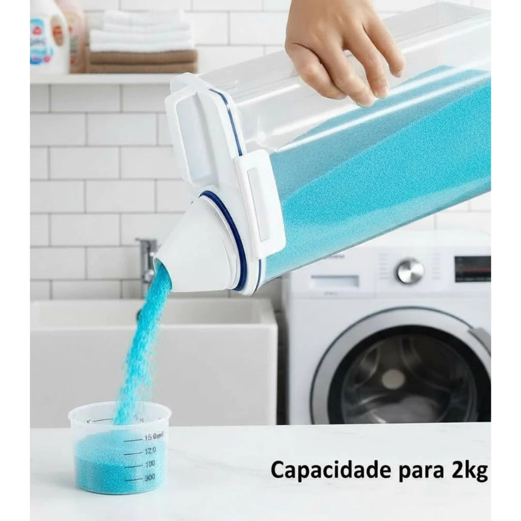 Dispenser Organizador de Lavanderia 2,5L com Copo Medidor | Pote Hermético – Lumia