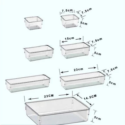 Kit Organizadores de Gaveta em Acrílico Modular | 7 ou 14 Peças Multiuso – Lumia