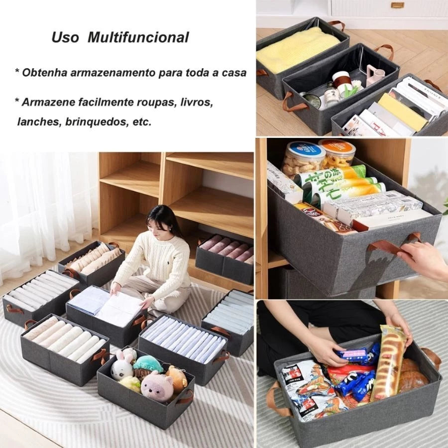 Kit 5 Organizadores de Roupas com Divisórias | Caixa de Armazenamento Dobrável – Lumia