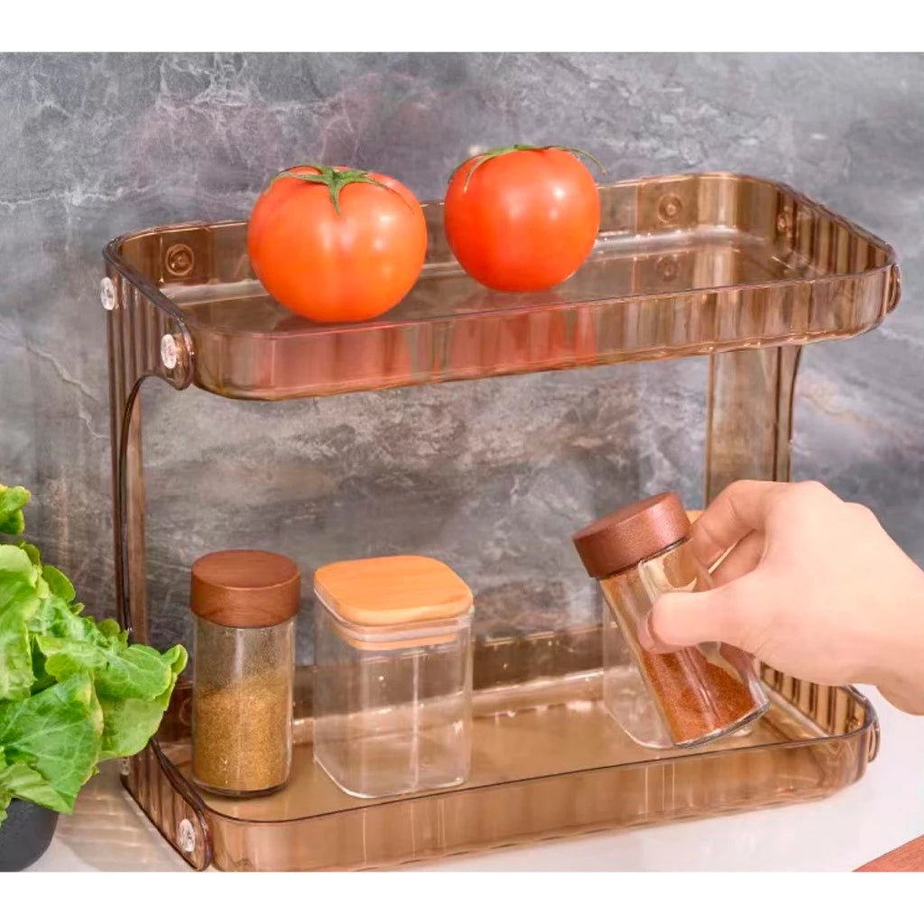 Organizador de Bancada 2 Andares em Acrílico Luxo | Multiuso Banheiro e Cozinha – Lumia