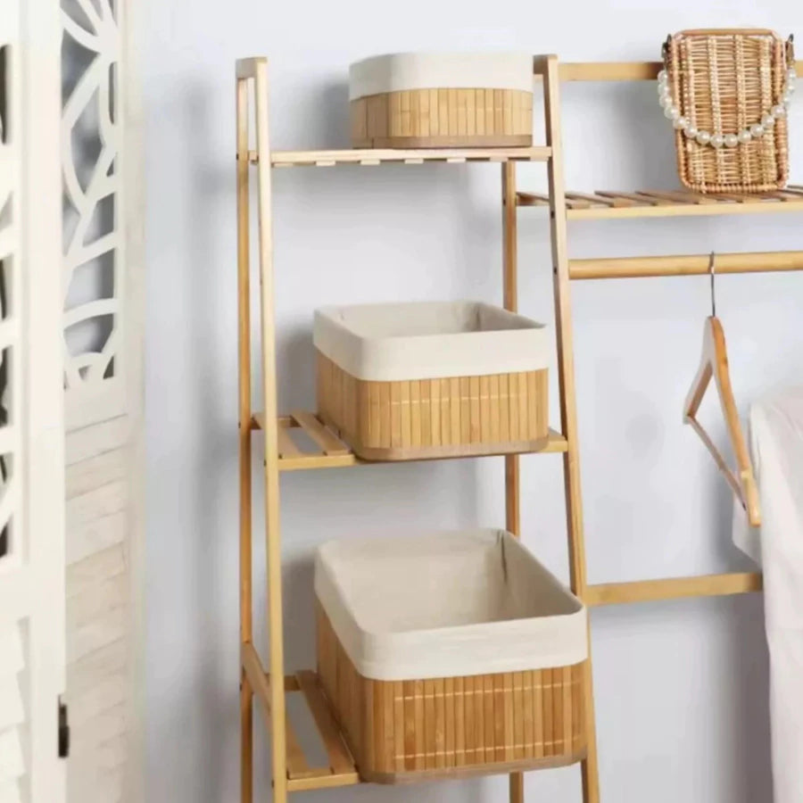 Kit 3 Cestos Organizadores de Bambu com Forro | Multiuso Banheiro e Closet – Lumia