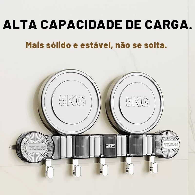 Suporte Porta Vassoura com Ventosa a Vácuo | Organizador de Parede sem Furar – Lumia