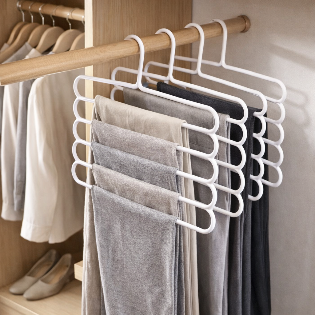 Kit 5 Cabides Organizadores 5 Camadas | Multifuncional para Roupas Leves – Lumia