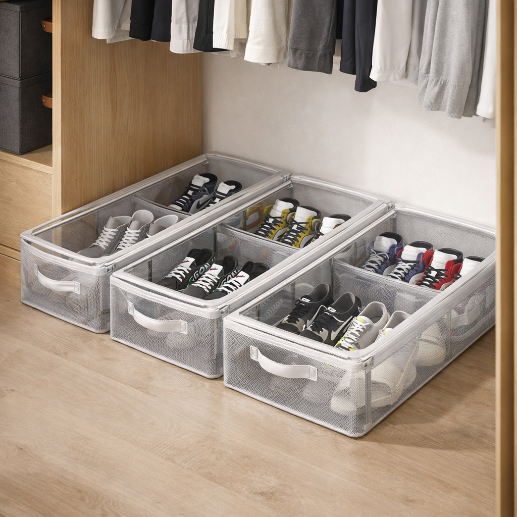 Caixa Organizadora para Tênis e Sapatos Empilhável com Tampa Flip – Lumia