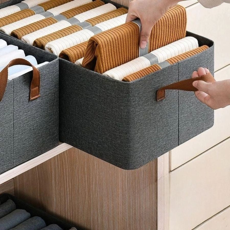 Kit 5 Organizadores de Roupas com Divisórias | Caixa de Armazenamento Dobrável – Lumia