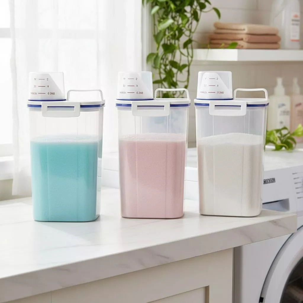 Dispenser Organizador de Lavanderia 2,5L com Copo Medidor | Pote Hermético – Lumia