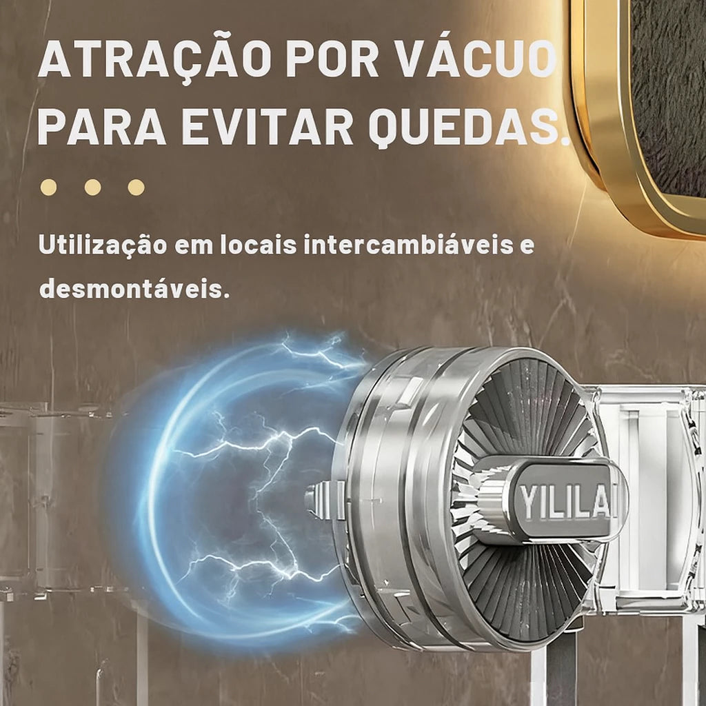 Suporte Porta Vassoura com Ventosa a Vácuo | Organizador de Parede sem Furar – Lumia
