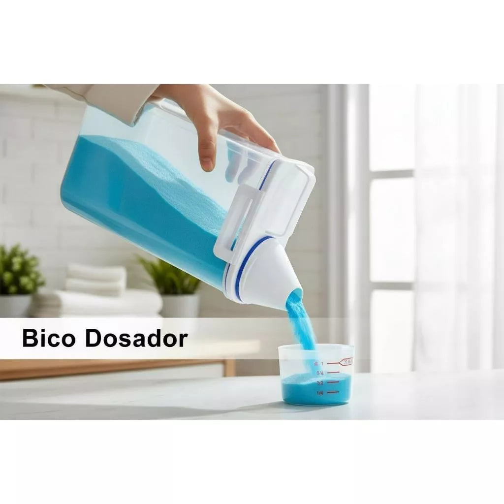 Dispenser Organizador de Lavanderia 2,5L com Copo Medidor | Pote Hermético – Lumia