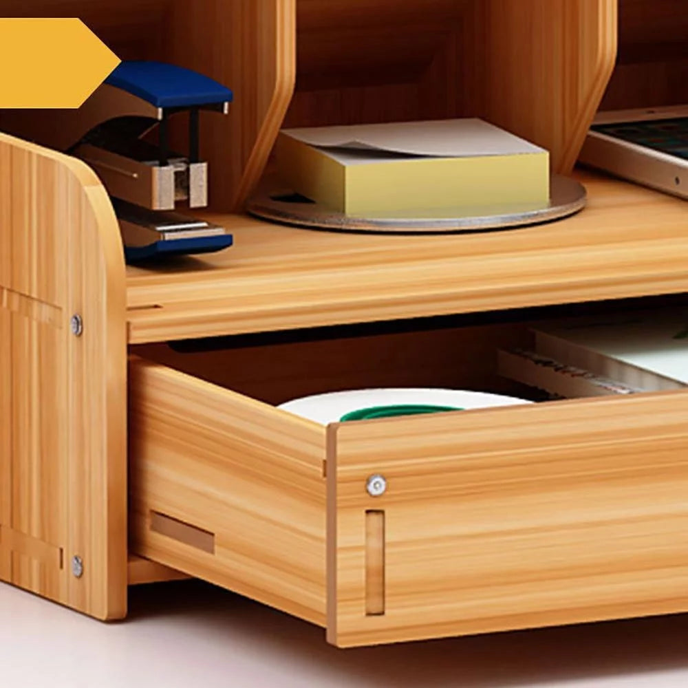 Organizador de Mesa em MDF com Gaveta | Porta Canetas e Nichos – Lumia