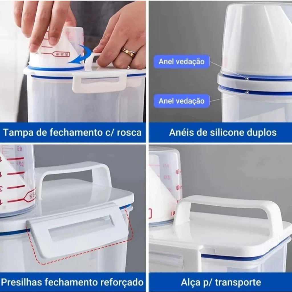 Dispenser Organizador de Lavanderia 2,5L com Copo Medidor | Pote Hermético – Lumia