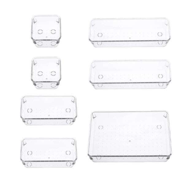 Kit Organizadores de Gaveta em Acrílico Modular | 7 ou 14 Peças Multiuso – Lumia