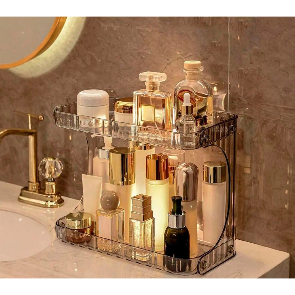 Organizador de Bancada 2 Andares em Acrílico Luxo | Multiuso Banheiro e Cozinha – Lumia