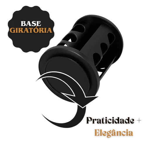 Porta Temperos Giratório 360º com Potes de Vidro e Tampa Dosadora | Organizador de Condimentos Premium – Lumia