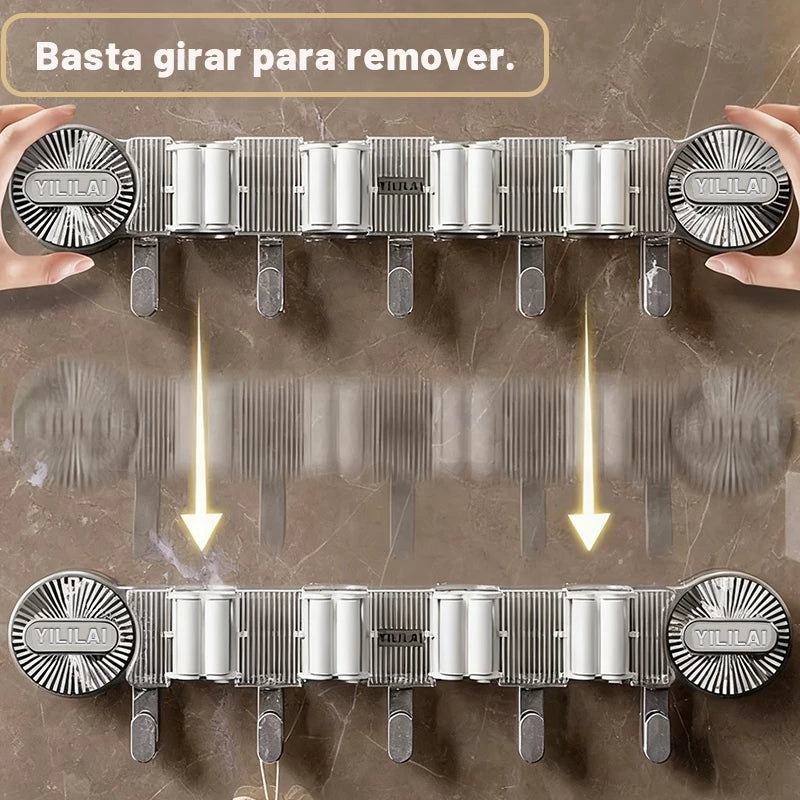 Suporte Porta Vassoura com Ventosa a Vácuo | Organizador de Parede sem Furar – Lumia