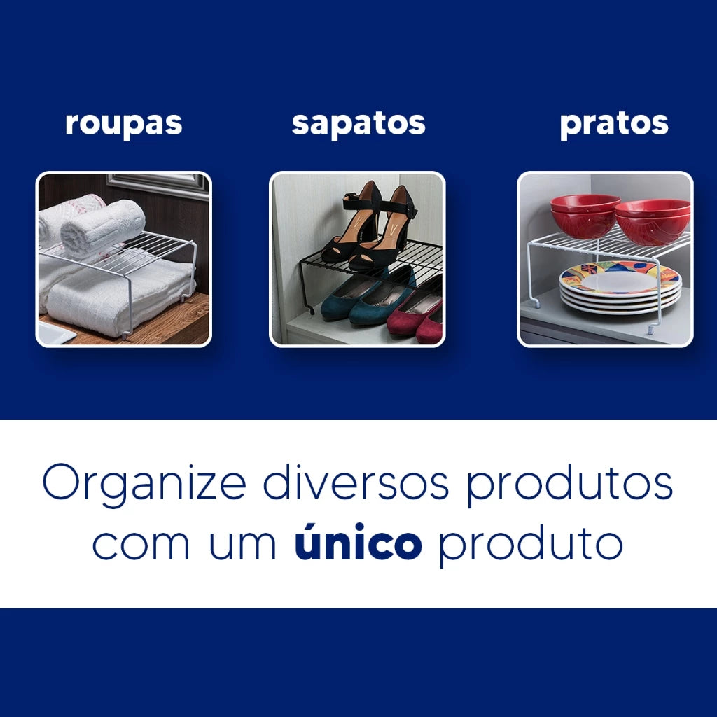 Kit Organizador de Armário Empilhável em Aço | Prateleira Organizadora de Cozinha – Lumia