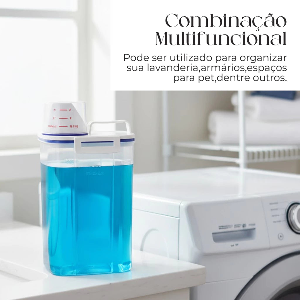 Dispenser Organizador de Lavanderia 2,5L com Copo Medidor | Pote Hermético – Lumia