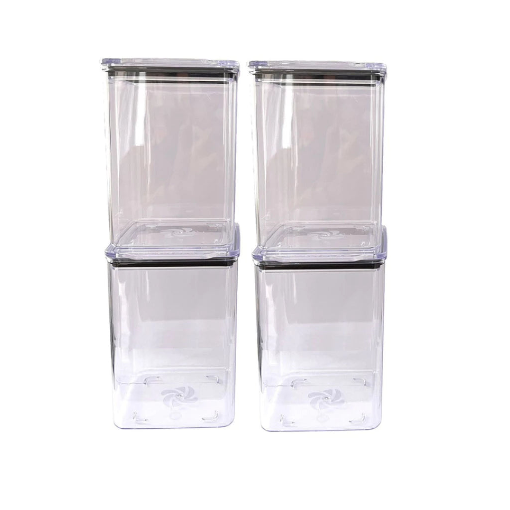 Kit Potes Herméticos Acrílico Cristal 200ml Empilháveis | Organizador de Alimentos com Vedação Premium – Lumia