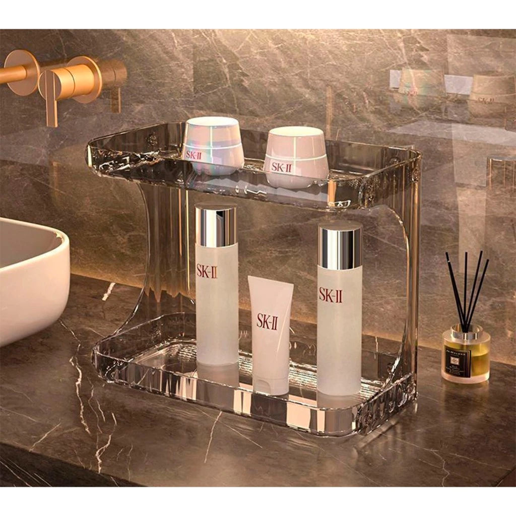 Organizador de Bancada 2 Andares em Acrílico Luxo | Multiuso Banheiro e Cozinha – Lumia