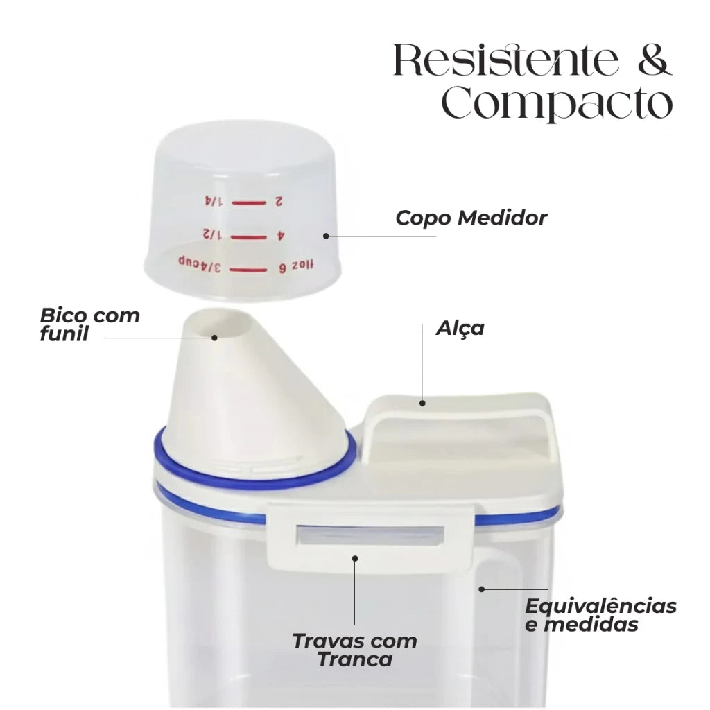 Dispenser Organizador de Lavanderia 2,5L com Copo Medidor | Pote Hermético – Lumia