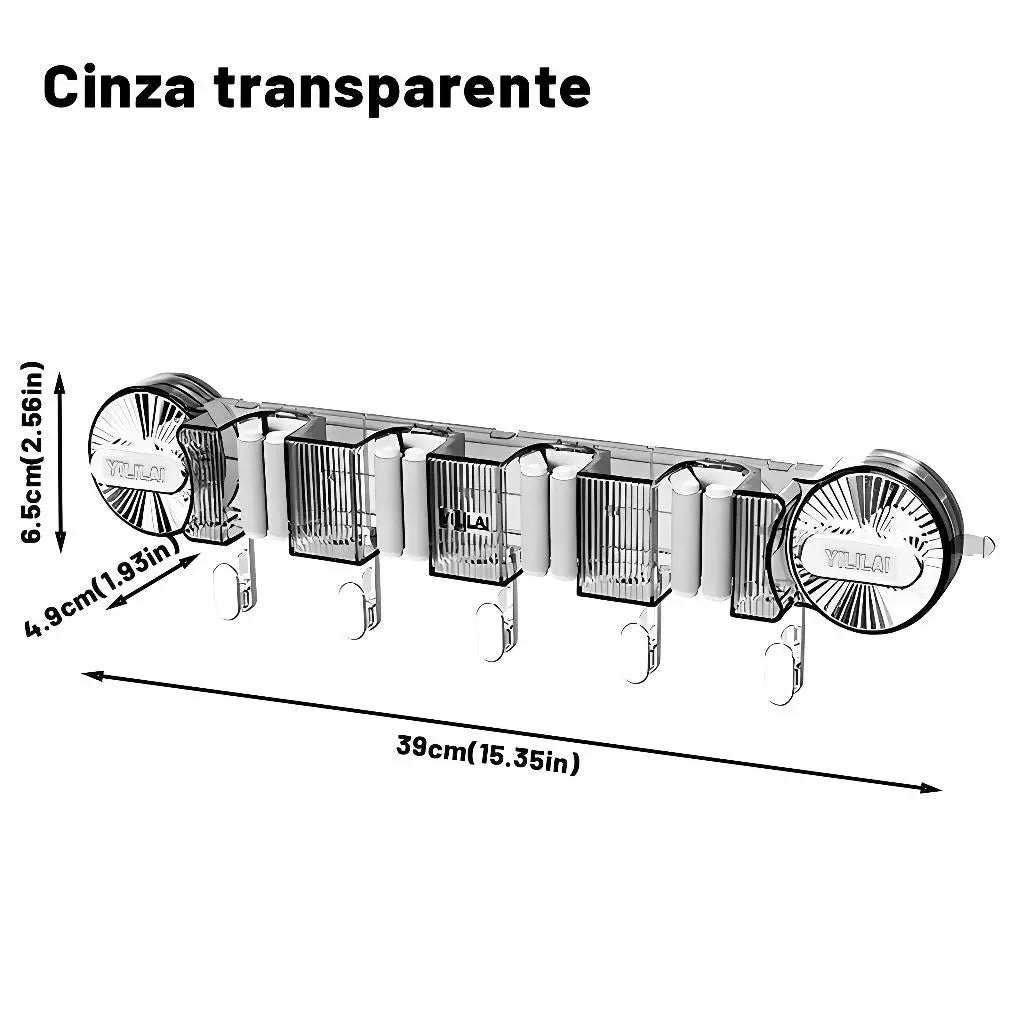 Suporte Porta Vassoura com Ventosa a Vácuo | Organizador de Parede sem Furar – Lumia